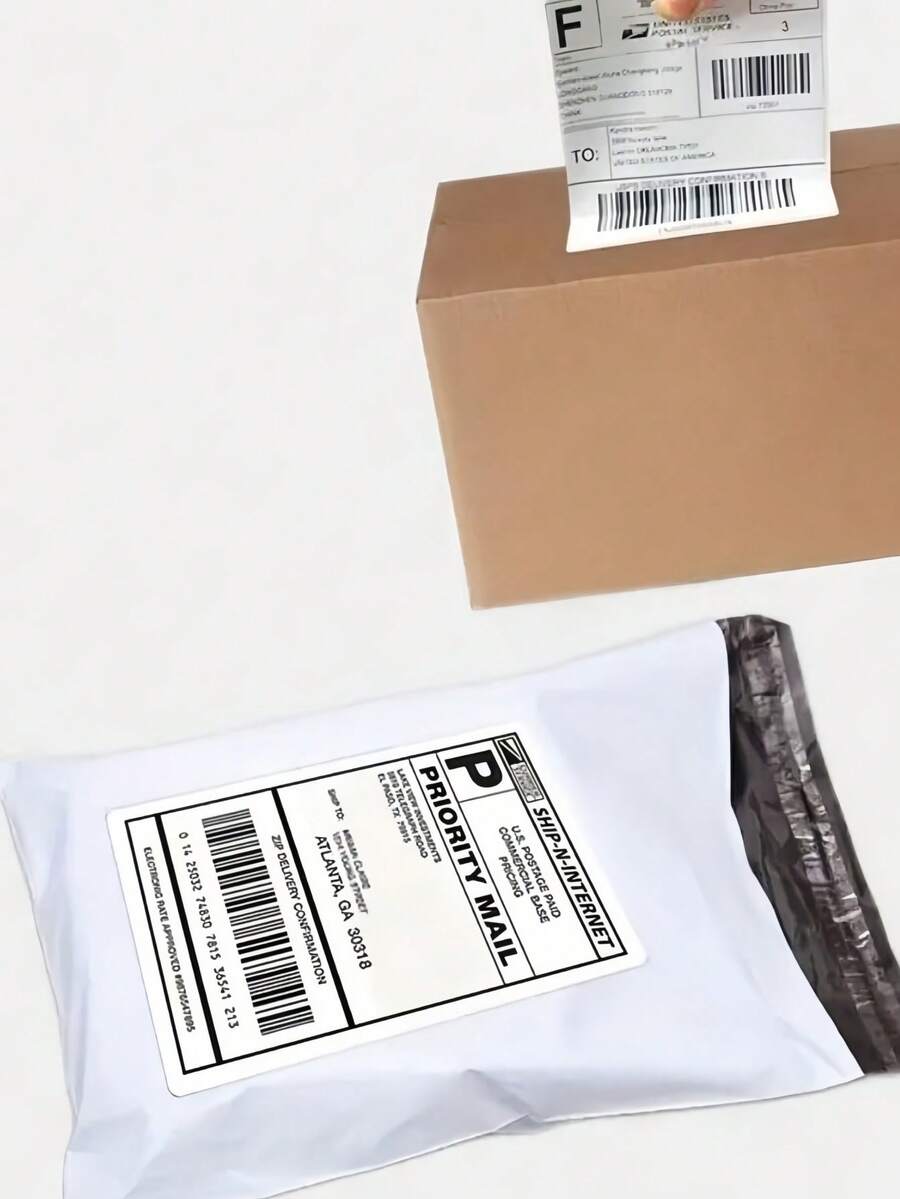 100/ 200PCS White Thermal Shipping Label Paper 4X6 Inches Compatible With Label Printer For Packaging Mailing Business Home Office Use Multipurpose Sticker Adhesive Paper Holiday - White - View 1