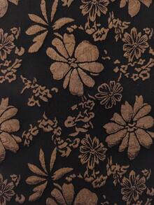 Elenzga Quần short công sở thanh lịch dành cho nữ cỡ lớn, chất liệu vải có họa tiết, cài nút. - màu nâu - Xem 3