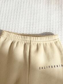 2 piezas Conjunto de camiseta de manga corta y pantalones de punto primaveral casual y lindo para niña - Blanco - Ver 5