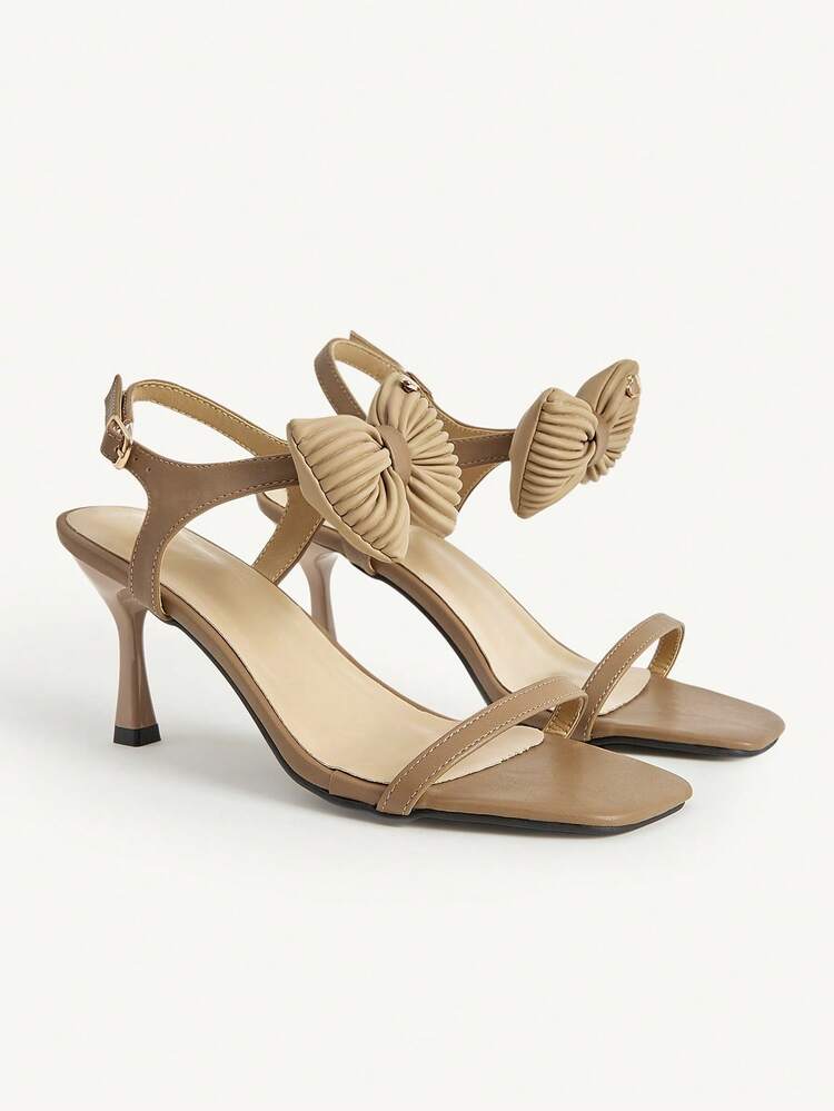 CUCCOO CHICEST Women's Fashionable & Elegant Commuting Bow Decor Heeled Sandals Valentine's Day