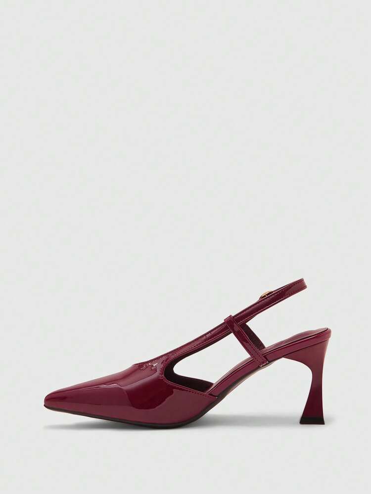 CUCCOO BIZCHIC Décolleté con punta affusolata e tacco a spillo alto, bordeaux, con cinturino posteriore, stile minimalista classico, scarpe da donna versatili per uso quotidiano, pendolarismo, eleganza e feste