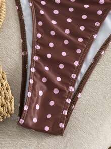 Swim Mod Bộ bikini hai mảnh buộc dây cổ in họa tiết chấm bi dành cho nữ, thích hợp cho bãi biển và khu nghỉ dưỡng, mùa xuân/hè. - Nhiều màu - Xem 4