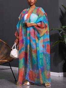Slaydiva Plus Size 2026 Full Print Kimono Jacket, Suitable For Party, Vacation, Beach, Spring Outing - Multicolor - View 6