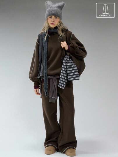 COUREZ 低腰宽松运动裤，撞色缝线 / Y2K 冬季女装阔腿裤，女士运动裤，夏季女装，舒适