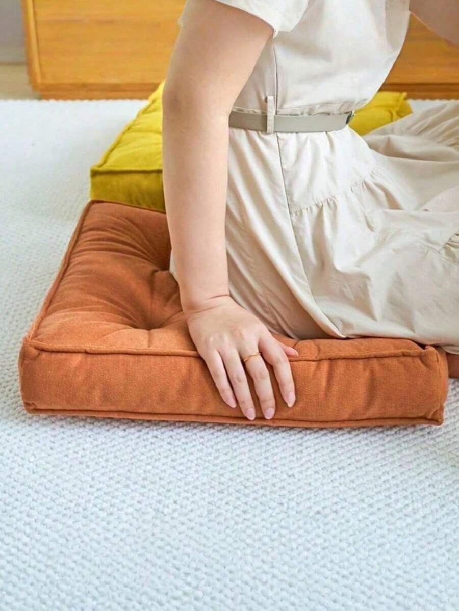 1 件纯色方形椅垫，柔软舒适，适用于办公室、家庭、汽车、花园、躺椅、房间装饰、办公椅 - 彩色 - 查看 1