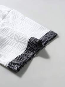 Manfinity Mode Camisa de manga corta casual de calle para hombre, camisa blanca de verano, formal, ceremonia - Blanco y Negro - Ver 6