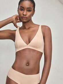 Ocili Women's Solid Color Simple Everyday Bra - Apricot - View 4