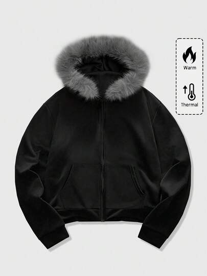 Men's Casual Everyday Zip-Up Fleece Trim Hoodie Sweatshirt, Autumn/Winter