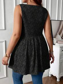 EMERY ROSE Áo không tay cài nút đơn giản hàng ngày màu trơn cỡ lớn dành cho nữ - màu đen - Xem 2