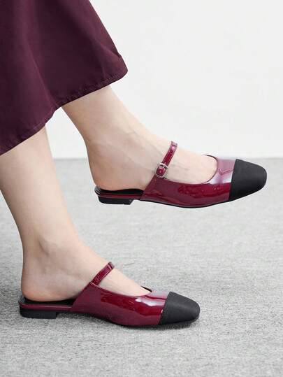 CUCCOO BIZCHIC Classic Simple And Fashionable Color Block Splicing Women's Flat Shoes Hollow Design Workplace Office Commuter Women's Shoes Comfortable And Elegant Versatile Vacation Women's Shoes