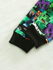 2 Stücke Jungen Weiche, bequeme Pyjama-Set mit engem Sitz, süßes Karomuster & Cartoon-Muster, Langarm-Oberteil und Hose, lässige Loungewear, Herbst/Winter - Verschiedenfarbig - Übersicht 7