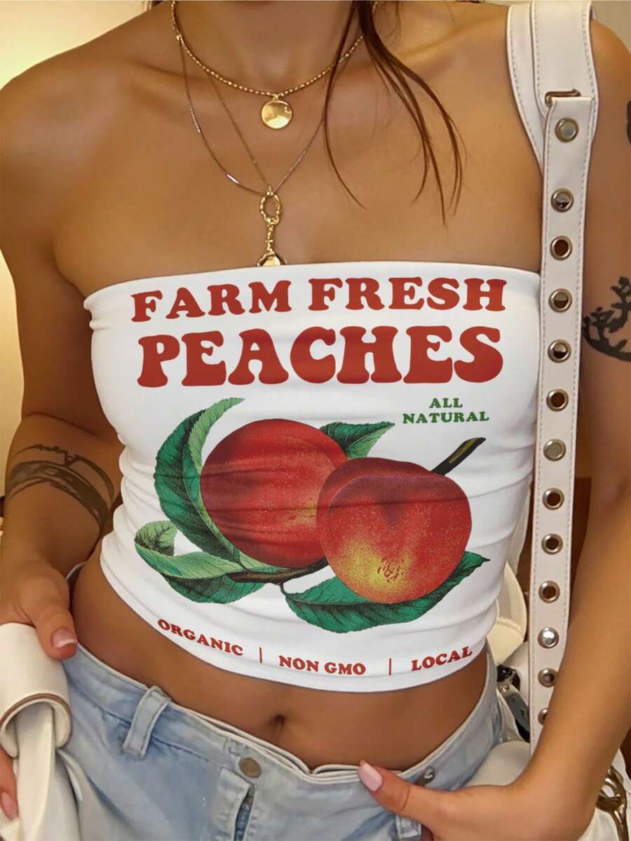 INAWLY Women's Casual Minimalist Floral Print Vacation Style Tight Strapless Top - Multicolor - View 1