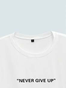 Modcrash Men's Slogan Print Crew Neck Loose Casual Short Sleeve T-Shirt Spring To Summer - White - View 4