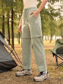 SHEIN In My Nature Women's Letter Print Detachable Casual Outdoor Sweatpants - Green - View 6