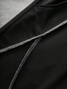 TOKVUE Quần short nam thường ngày, thiết kế phối màu, phong cách đường phố. - màu đen - Xem 5