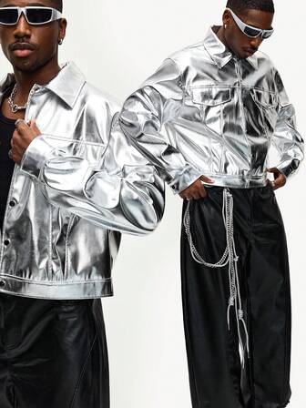 Street Life Chaqueta de manga larga de solapa y abotonadura sencilla, versátil y elegante para el uso diario de los hombres