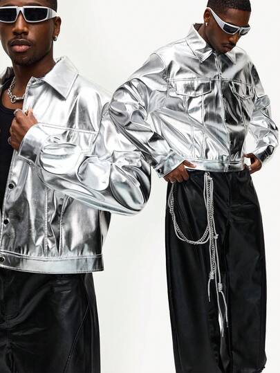 Street Life Giacca da uomo con colletto alla coreana, monopetto, versatile e adatta per l'uso quotidiano, manica lunga