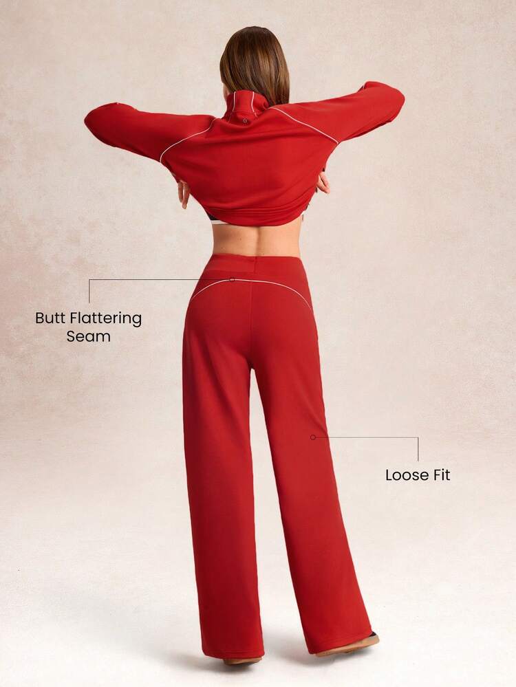 SoftCalm Modal Silky-Smooth Comfy Drawstring Waist Relaxed Fit Contrast Color Leg-Lengthening Sweatpants With Side Pockets Daily Casual Wear Spring Summer