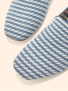 CUCCOO BASICS Women's Fashion Commuter Striped Chunky Heel Loafers Shoes Valentine's Day - Blue - View 9