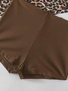 Swim Lushoire Dam sommarstrand leopardmönster halterneck trendig tankini baddräkt - Brun - Visa 5