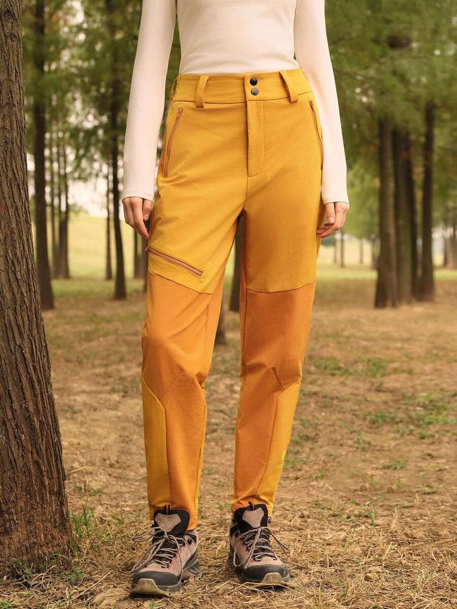 In My Nature Women's Orange Woven Fabric Outdoor Cargo Pants With Pockets Long For Hiking - Orange - View 1