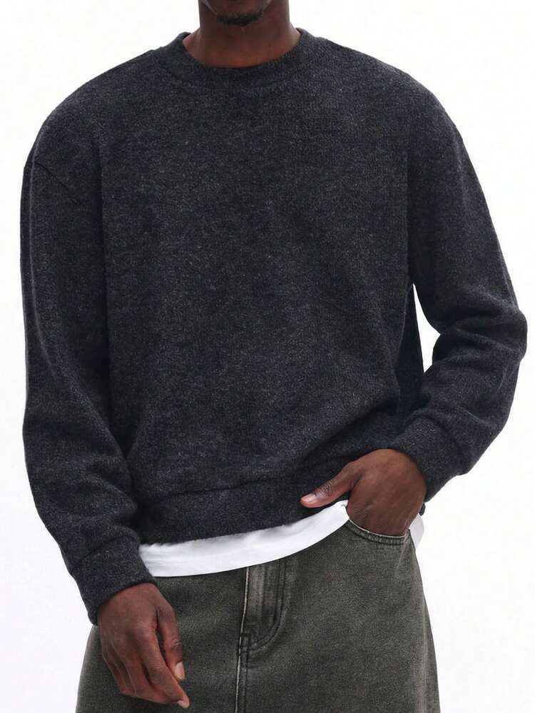 Heathered Crew Neck Long Sleeve Sweatshirt