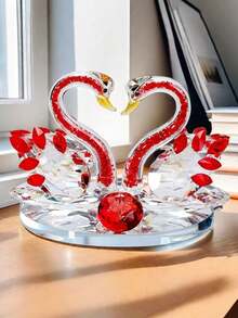 1 Piece Of Red Crystal Swan Statue Decoration, Glass Swan Statue Paperweight, Suitable For Birthday Parties, Weddings, Room Decoration, Graduation Gifts, Halloween/Christmas Gifts - Red - View 5