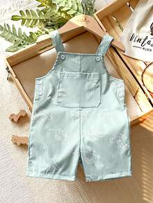 SHEIN Vintaside Kids Baby Boys Pocket Jumpsuit - Green - View 4