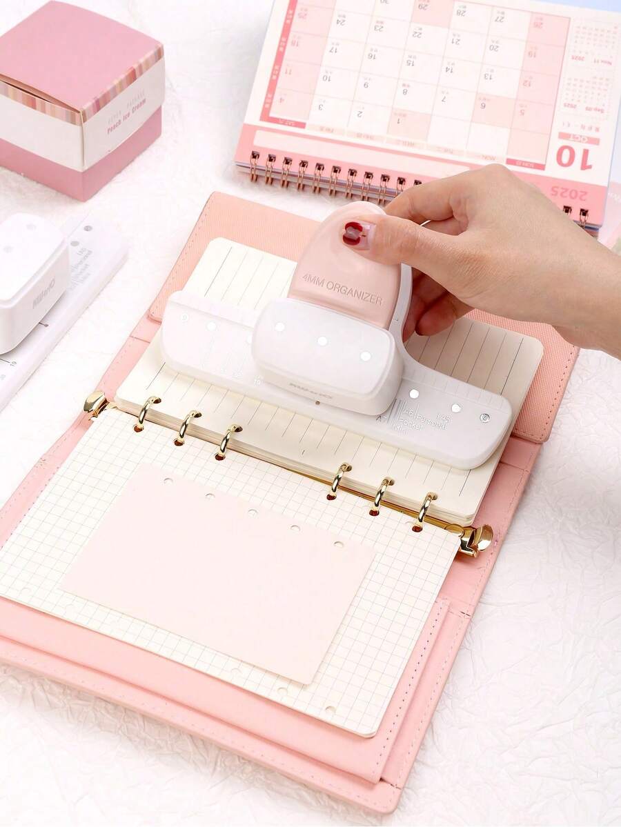 1PC Loose Leaf Hole Punch Daily Planner Adjustable 3 Hole Paper Puncher For A5 A6 A7 Size 8 Sheet Capacity Notebooks Scrapbooking - Multicolor - View 1
