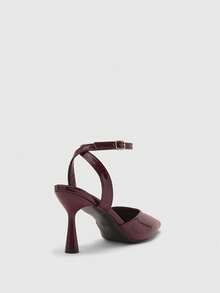 CUCCOO BIZCHIC Pointed Toe Stiletto Heel Burgundy Ankle Strap Minimalist Classic Women's High Heel Pumps, Versatile For Daily, Commute, Elegant, Party Valentine's Day