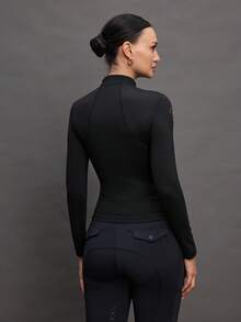Activina 女士纯色立领半拉链修身马术夹克 - 黑色 - 查看 3