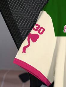 Betty Boop x SHEIN 大码女式休闲日常通勤时尚街头卡通人物图案撞色短袖T恤 - 白色 - 查看 5