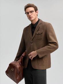 Officeau Men's Autumn/Winter New Herringbone Casual Suit Jacket, Slim Fit Workwear Blazer