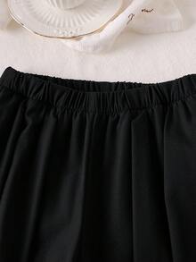 Girls' Elegant Bowknot Collar Sleeveless Buttoned Shirt + Casual Versatile Pleated Wide Leg Pants Fashion Set, Suitable For Vacation, Travel, Festivals, Parties, Spring/Summer/Autumn - Blue - View 7