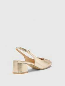 CUCCOO BIZCHIC Women's Classic Low Chunky Heel Coffee Color Slip-On Flats, Elegant For Daily Wear, Commuting And Office - Rose Gold - View 8