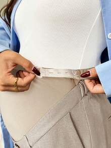 SHEIN Maternity Casual Adjustable Waist Slant Pocket Straight Leg Pants