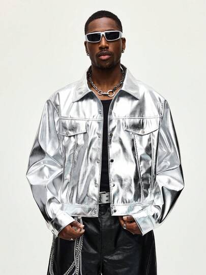 Street Life Chaqueta de manga larga de solapa y abotonadura sencilla, versátil y elegante para el uso diario de los hombres