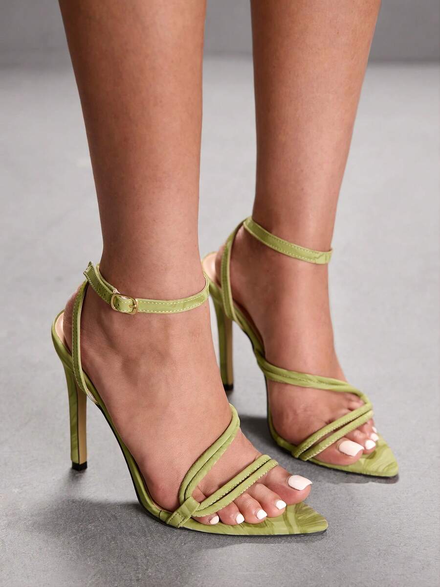 CUCCOO SZL Sandal Hak Kristal dengan Tali Tipis Minimalis dan Gaya Chic, Sandal Hak Tinggi Serbaguna untuk Aktivitas Luar Ruangan & Streetwear, Sepatu Musim Semi, Liburan Musim Semi, Paskah, dan Natal. - Aurora hijau - View 1