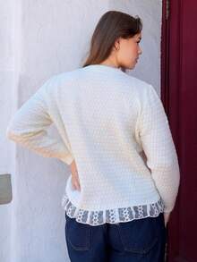 Nezia Cruz Plus Size Solid Color Button-Front Long Sleeve Casual Blouse, For Winter Fall Cloth For Women - White - View 2