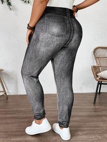 Plussiva 孕妇加大码休闲高弹透气打底裤 - 黑色 - 查看 11