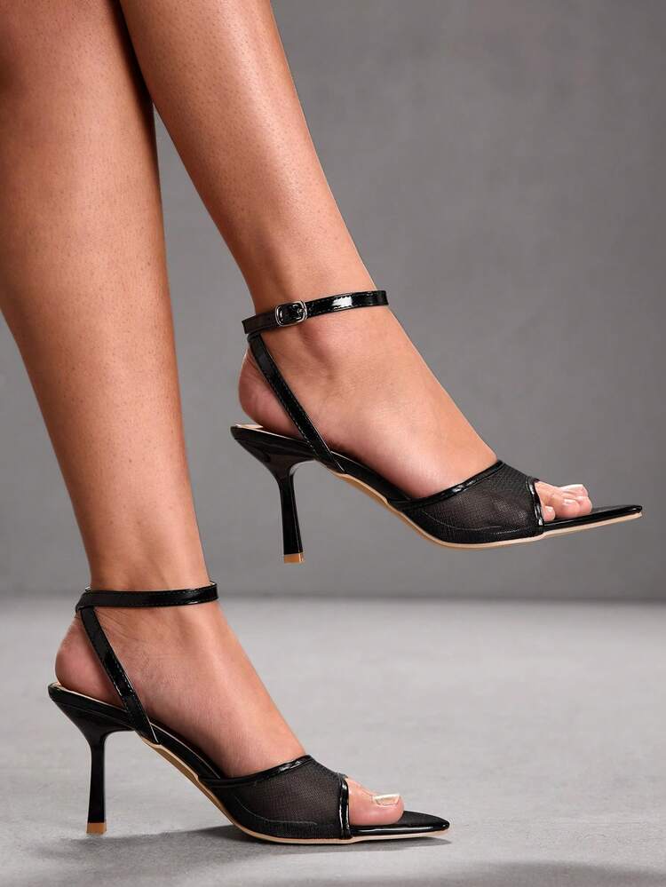 CUCCOO SZL Women's Pointed Toe Buckle Design Elegant Fashion High Heel Sandals Valentine's Day