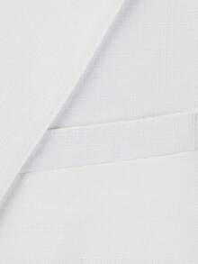 Manfinity Mode Men's Solid Color Lapel NeckLong Sleeve Single-Breasted Casual/Business Suit Jacket - White - View 3