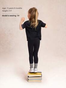 GLOWMODE 14" Kids Wear FeatherFit™ Little Mover Buttery-Soft Side Pockets Active Leggings Low Impact Daily Casual Wear - Black - View 2