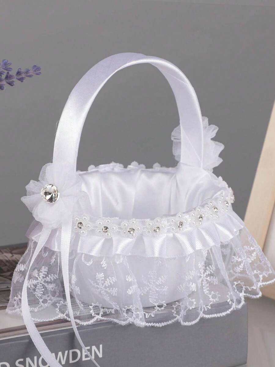 2 chiếc nơ đính đá lấp lánh trang trí giỏ hoa cho bé gái dự tiệc cưới, tiệc tùng, trang trí cầm tay dễ thương, thanh lịch, thích hợp cho tiệc cô dâu, sinh nhật, lễ tốt nghiệp, tiệc độc thân, trang trí nhà cửa, phòng ngủ, quà tặng ý tưởng - trắng - Xem 1
