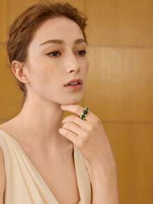 MOTF PREMIUM NHẪN ĐƠN NGỌC TRAI GIẢ CỔ ĐIỂN, SANG TRỌNG, THIẾT KẾ ĐỘC ĐÁO, PHONG CÁCH RETRO PHÁP - Vàng - Xem 4