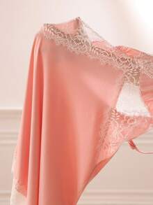 Slumberist Lace Trim Camisole Nightgown And Robe Set For Women - Dusty Pink - View 7
