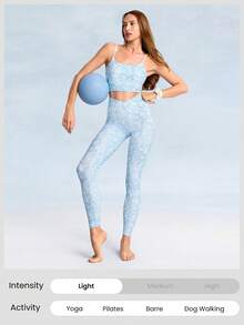 GLOWMODE FeatherFit™ Knot Going Anywhere Twisted Backless Tank Top Light Support Low Impact Yoga Daily Valentine's Day - Blue and White - View 5