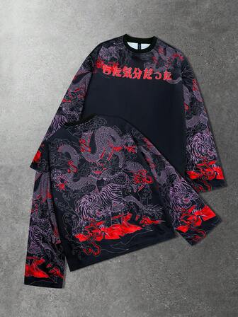 Camiseta de manga larga con estampado para hombre, adecuada para uso diario en otoño/invierno