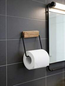 Madebyblanc Minimalist Wall Mounted Toilet Paper Holder, Wooden And Metal Bathroom Tissue Roll Rack - Multicolor - View 8