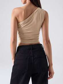 SHEIN EZwear Top corto con un hombro y fruncido de estilo Y2K